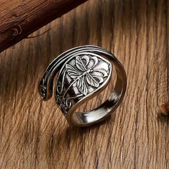 Boho Dragonfly Adjustable Spoon Ring #763 - Picture 3 of 5